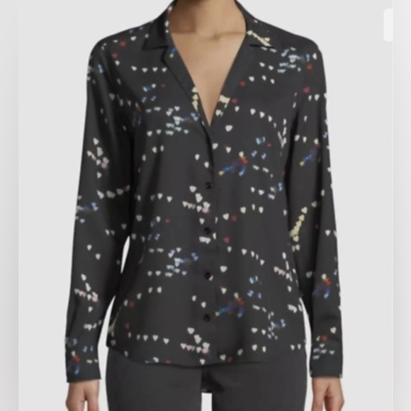 Equipment heart print buttonless blouse S - Picture 4 of 4